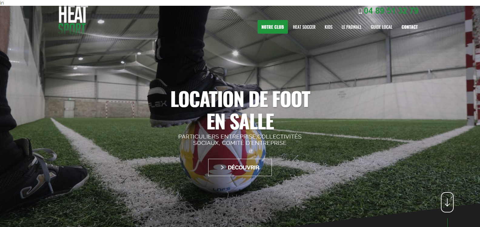 Création d'un site internet pour la location de terrains de foot indoor à Sablet - Heat Soccer