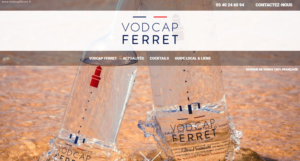 Création de site pour Vodcap Ferret, marque de vodka made in France 