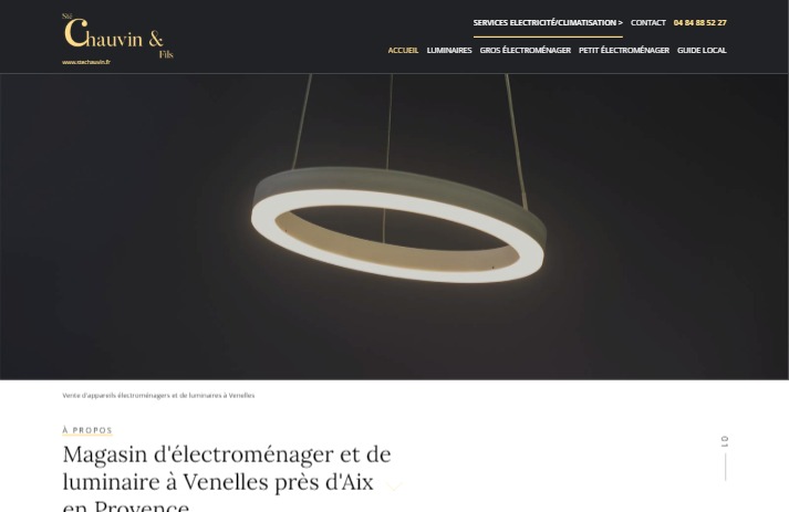 Création d'un site internet pour une entreprise de luminaires et électroménagers à Venelles - STE Chauvin