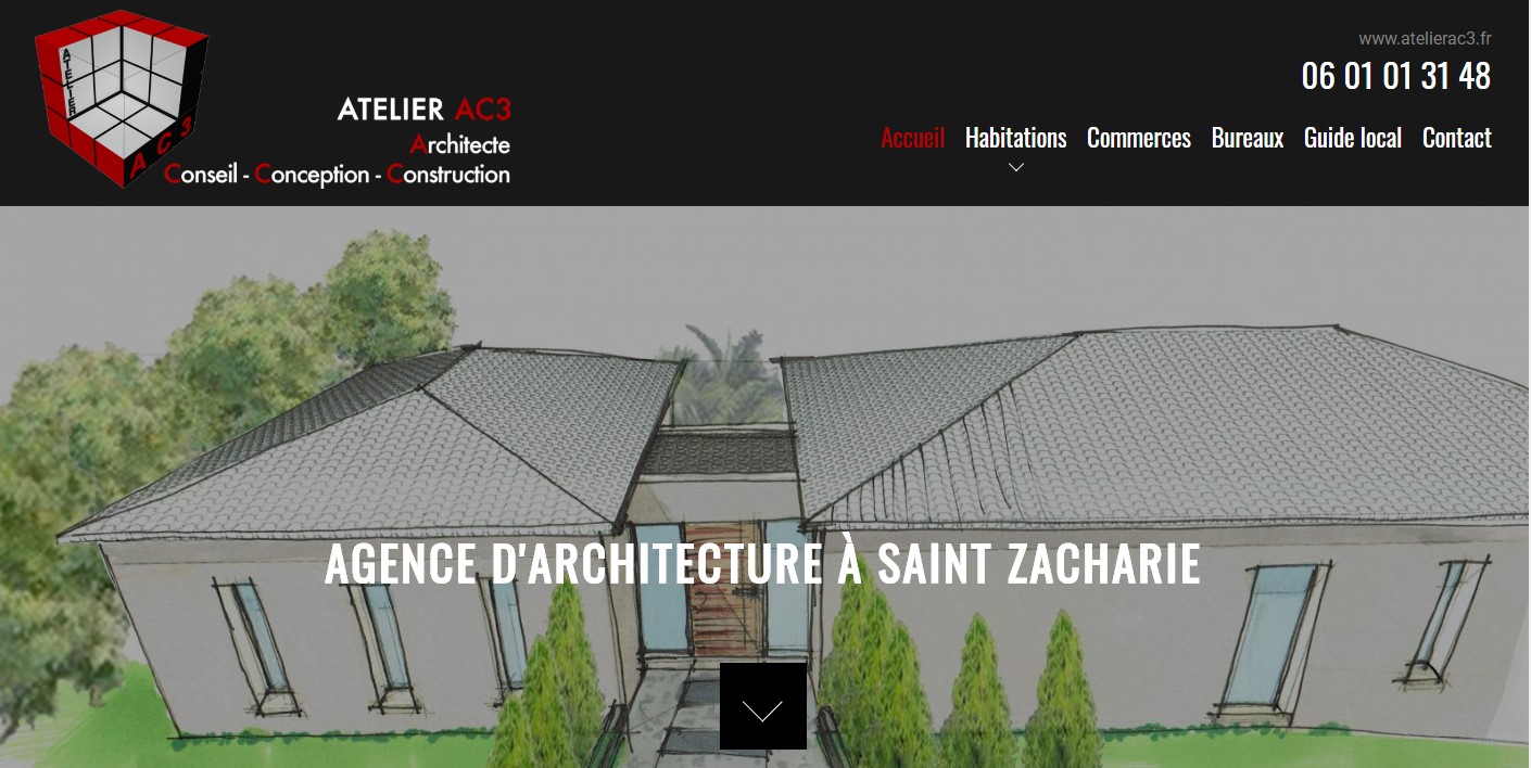 Création de site internet pour l'Atelier AC3, agence architecte à Saint-Zacharie