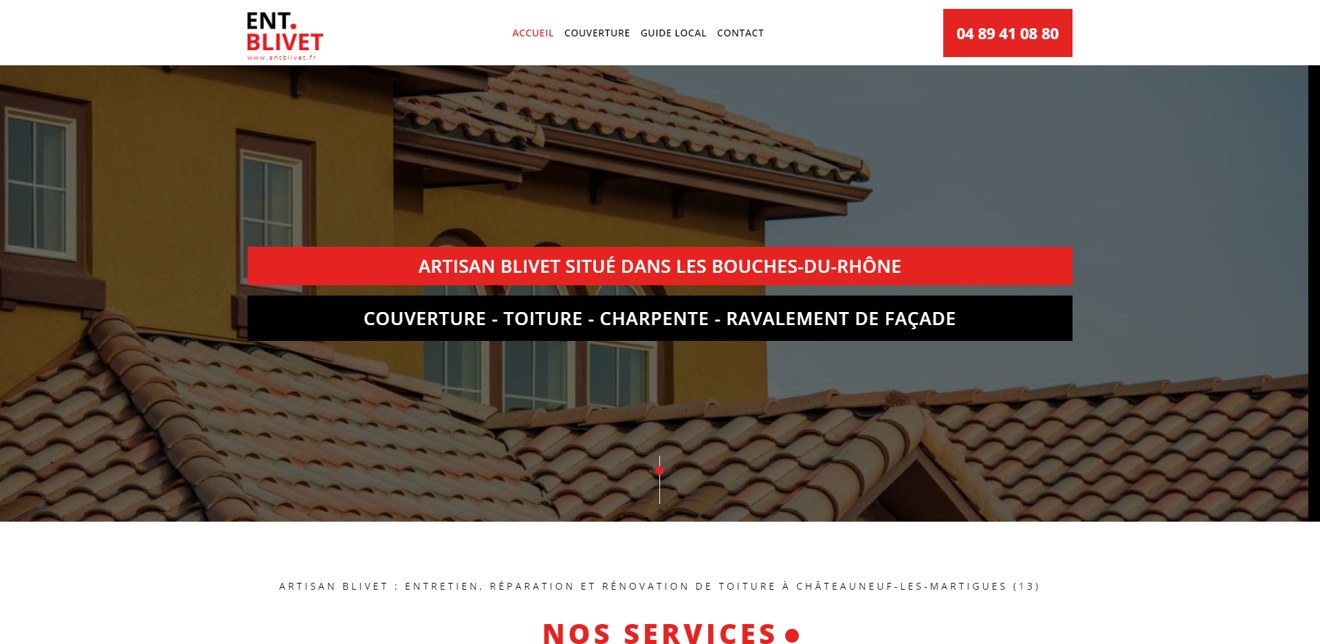 Création d'un site Internet pour un artisan couvreur à Châteauneuf les Martigues - Entreprise BLIVET