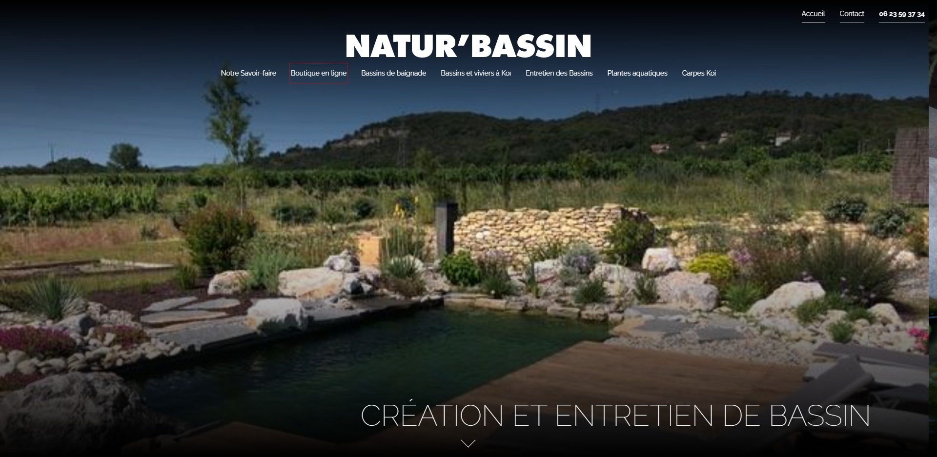 Création du site internet d'un spécialiste de la construction de bassins aquatiques dans le Vaucluse - Natur'Bassin