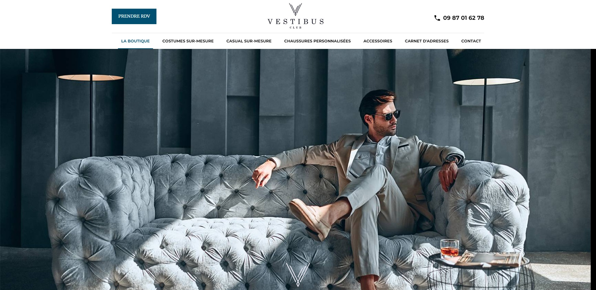 Création d’un site internet pour La boutique Vestibus Club, spécialiste du costume sur-mesure à Nice 