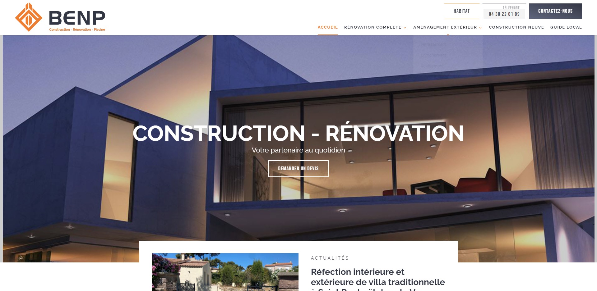 Création d’un site web pour BENP, entreprise de rénovation à Saint Raphaël (83)