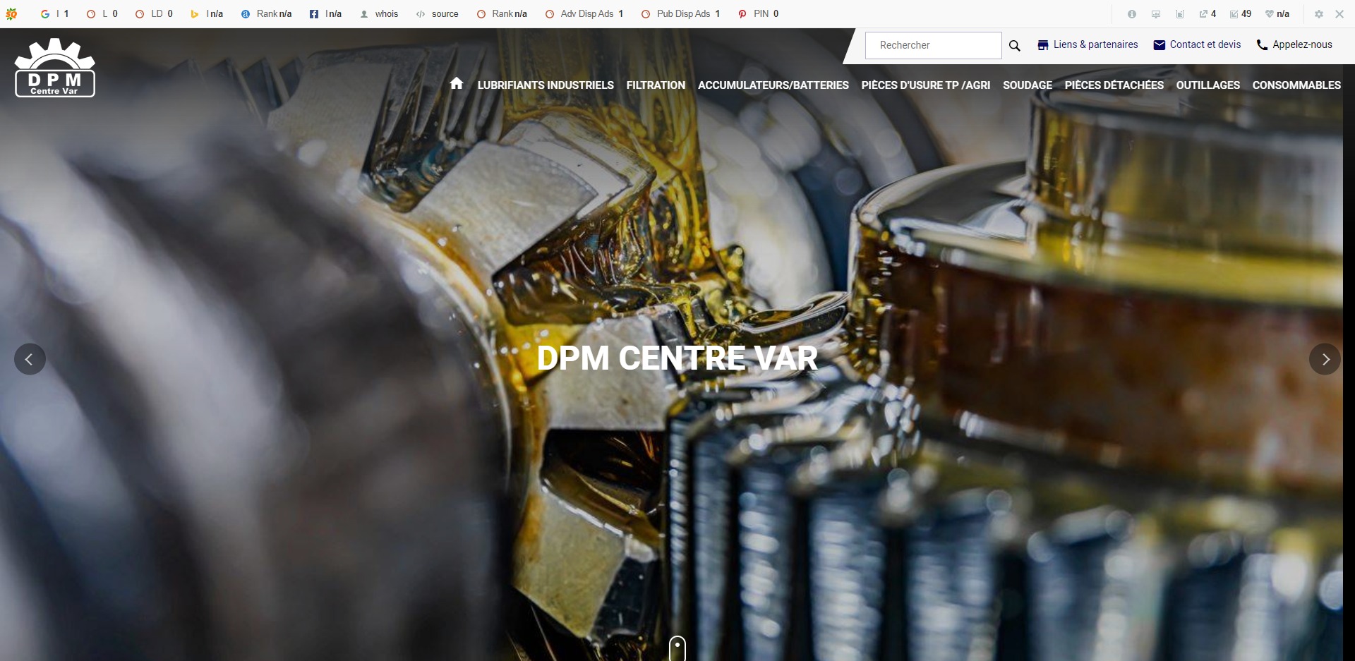Création de site internet pour DPM Centre Var, distributeur de pièces détachées pour TP à Le Thoronet proche Toulon