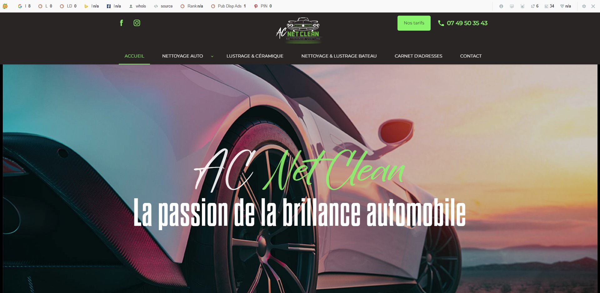 Création de site web pour AC NET CLEAN, spécialiste du lavage auto vapeur à Sanary-sur-Mer