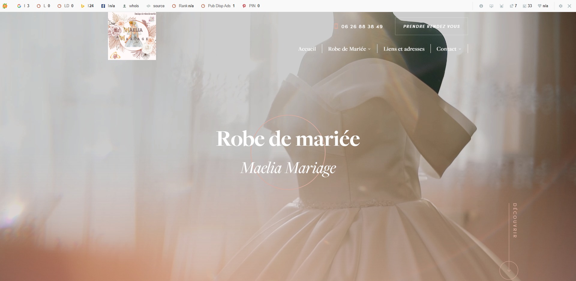 Création d’un site web pour la boutique de mariée Maelia Mariage à Plan de Campagne