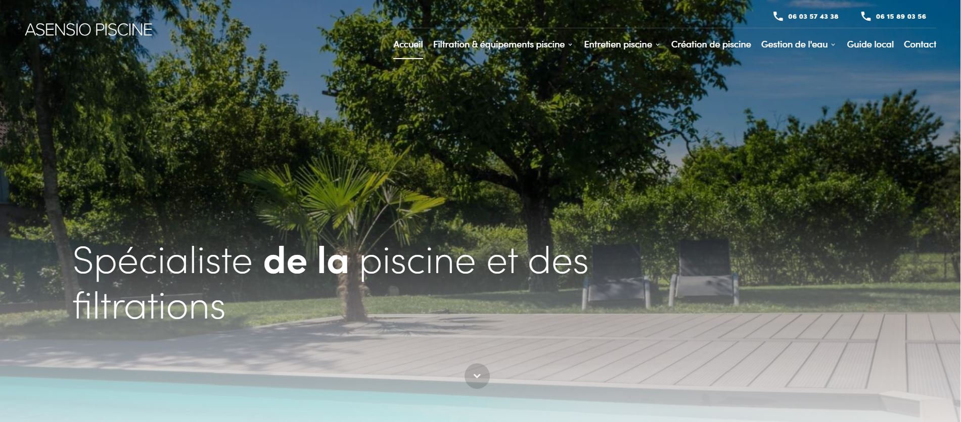 Création d’un site professionnel pour Asensio Piscine, pisciniste spécialisée nettoyage et rénovation de piscines dans le Golfe de Saint-Tropez. 