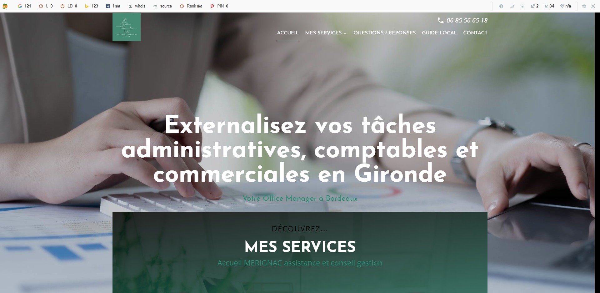 Création d’un site web pour Adeline CARVALHO ROSA, assistante administrative indépendante à Mérignac 