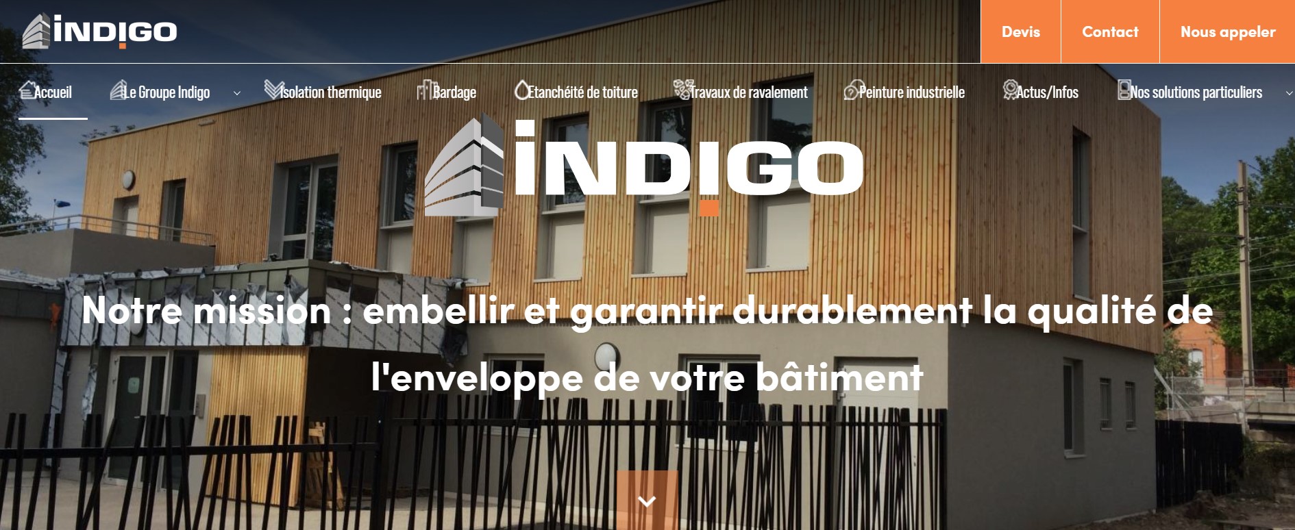 Création de site internet pour le groupe Indigo Bâtiment, spécialiste de l'isolation par l'extérieur à Avignon