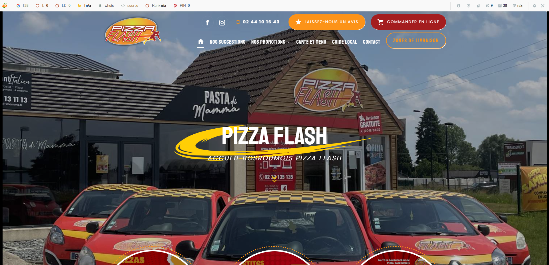Création d’un site internet pour Pizza Flash, pizzas à emporter ou en livraison à Bosroumois