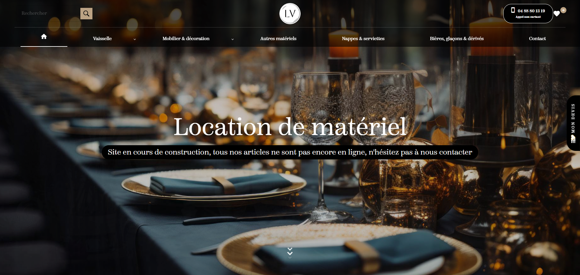 Conception d'un site web pour Loca Vaisselle, expert en location de matériel pour événements à Nîmes