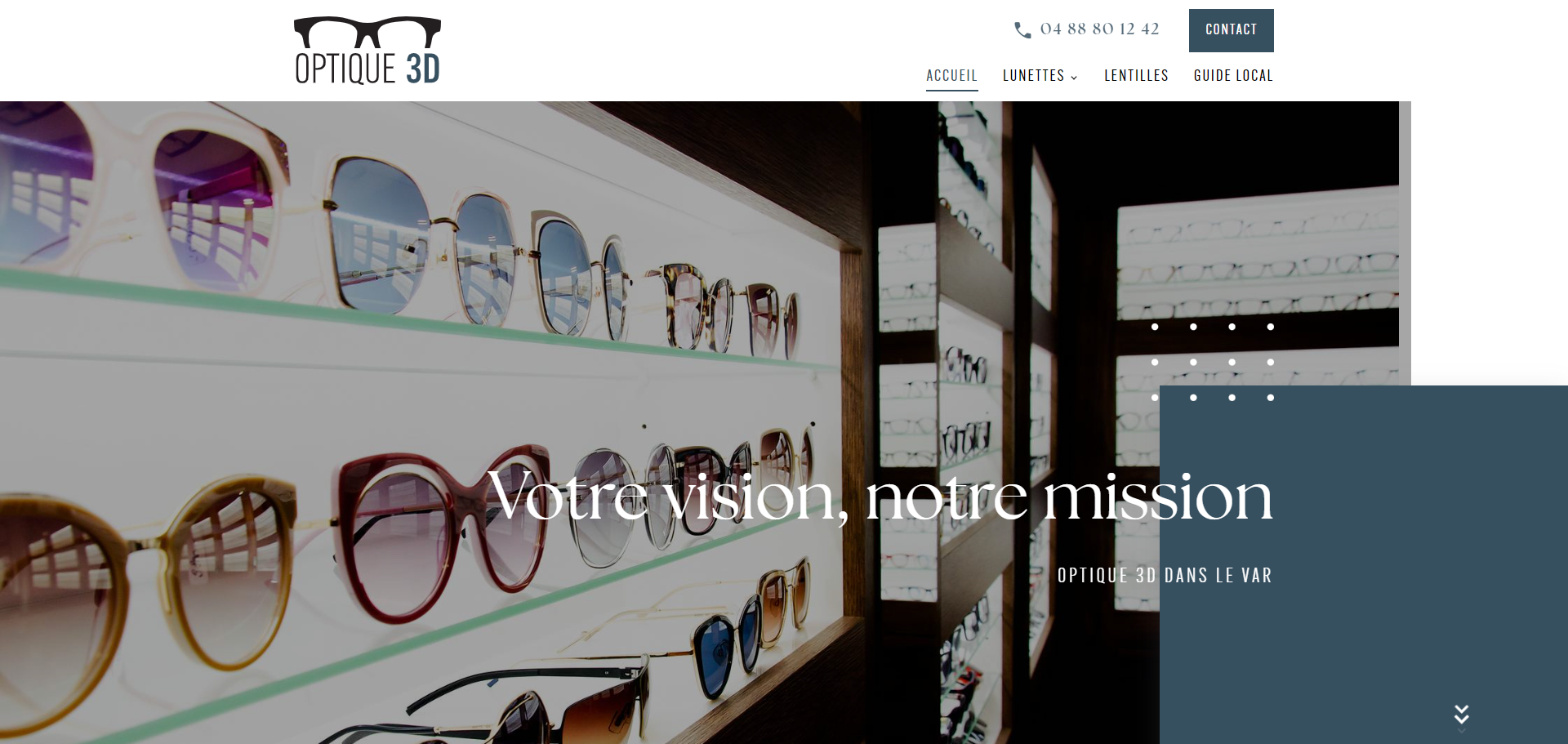 Création d’un site web pour Optique 3D, magasin de lunettes tendance à La Crau 