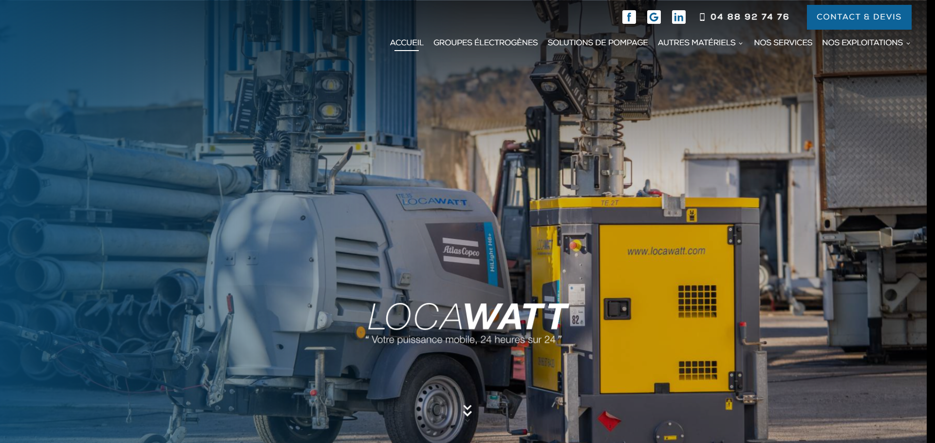 Création d'un site internet pour LOCAWATT, expert de la location de groupes électrogènes à Sète