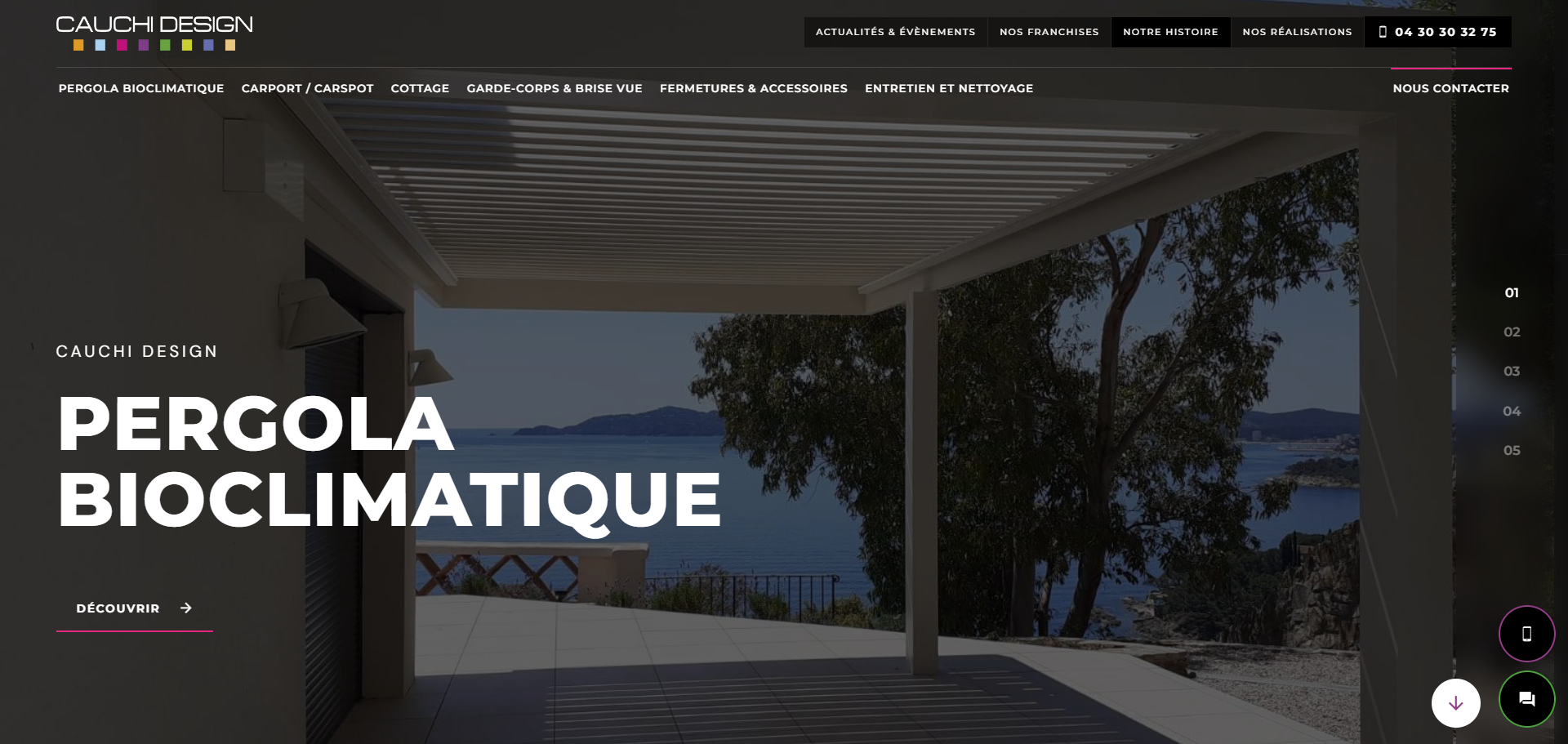 Création d'un site internet pour Cauchy Design, le spécialiste de la pergo bioclimation à La Garde près de Toulon