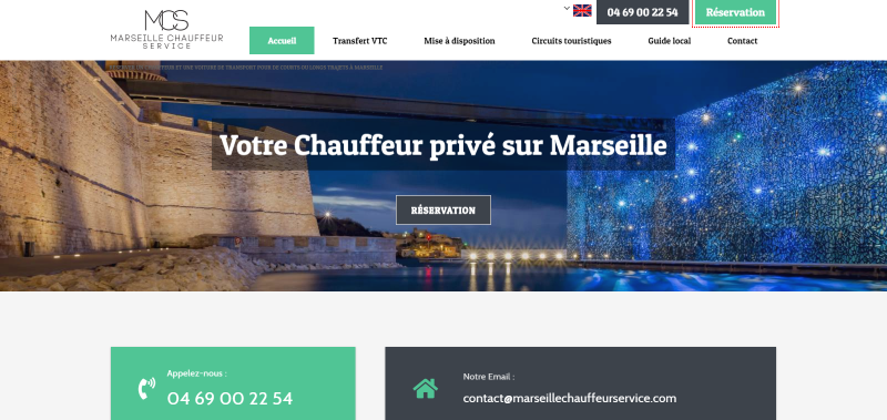 Création d'un site de service de location de Voiture de Transport avec Chauffeur à Marseille - MCS Marseille Chauffeur Service