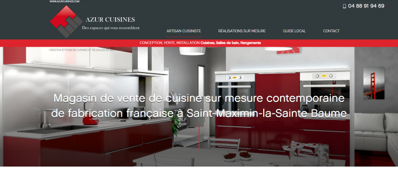 Création d'un site internet pour un magasin de conception de cuisines sur-mesure à Saint Maximin - Azur Cuisines