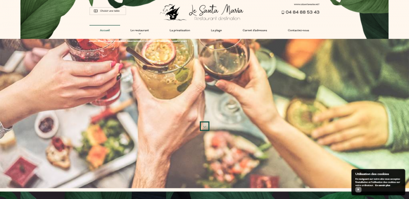 Site web du restaurant le Santa Maria, terrasse vue mer et plage privée à Carry-le-Rouet