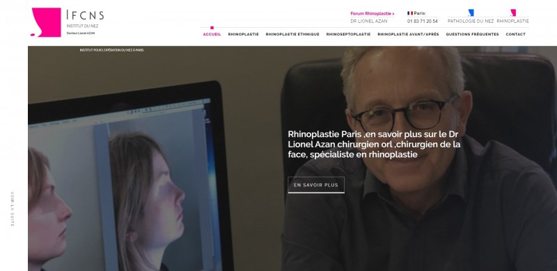 Réalisation du site internet pour un chirurgien en rhinoplastie à Paris - Lionel Azan