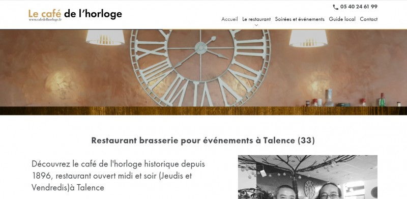 Réalisation d'un site référencé pour restaurant spécialisé en viande à Talence (33) - Le Café de l'Horloge