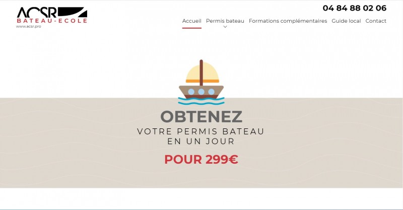 Création d'un site web pour un bateau-école pour permis bateau plaisance à Marignane - Bateau-école ASCR