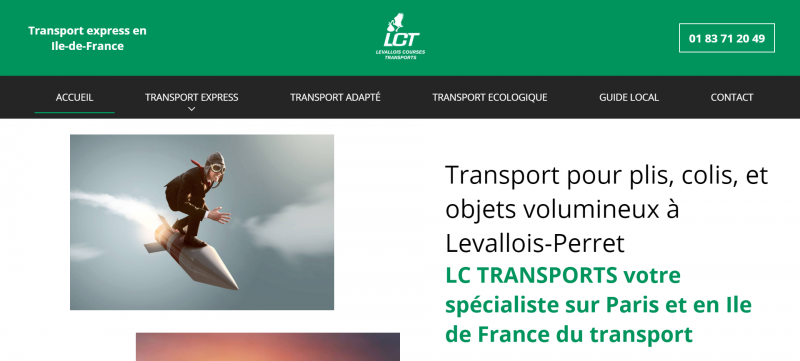 Création de site internet pour LC Transports écologique, livraison de colis de petite et grande taille sur Paris