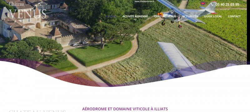 Réalisation d'un site internet pour un aérodrome près de Bordeaux - Château Venus