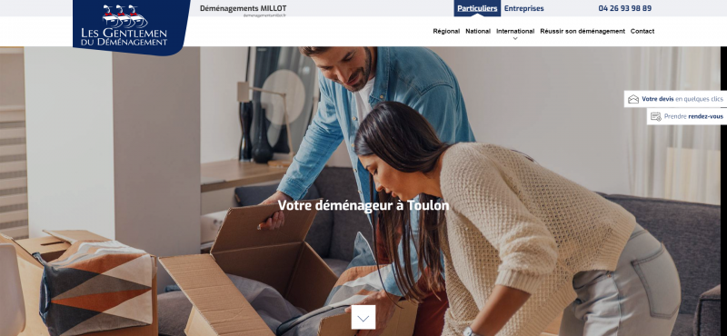 Création d'un site Internet pour Déménagement Millot, entreprise de déménagement sur Toulon 