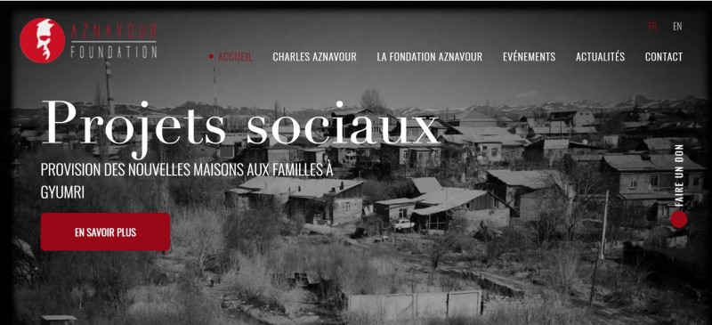 Création de site pour la Fondation Aznavour, soutien et promotion de l’œuvre de Charles Aznavour 