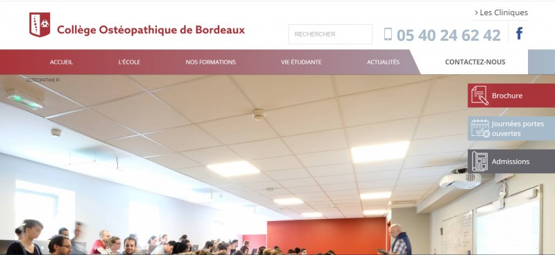 Création du site web du Collège Ostéopathique de Bordeaux (COB), école d'ostéopathie à Bordeaux
