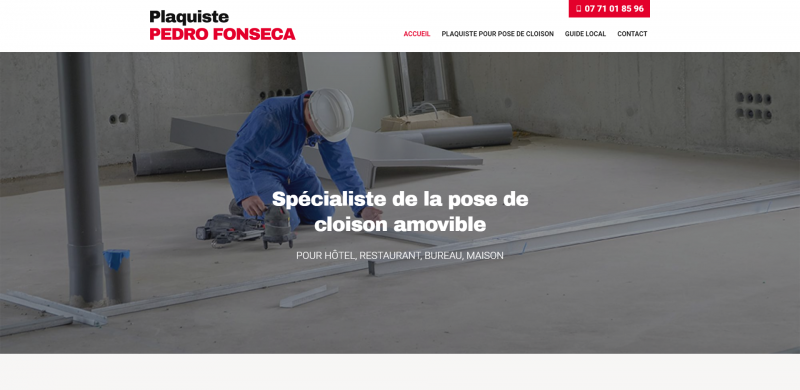 Création de site web pour naturel pour Pedro Fonseca, entreprise en installation de cloison amovible près de Paris