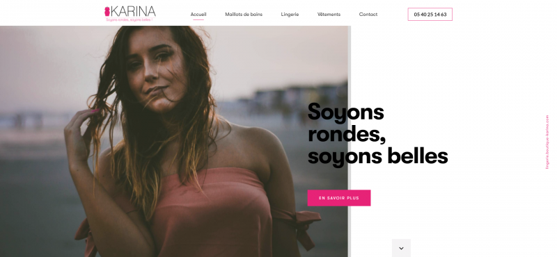 Conception d'un site internet pour la boutique de lingerie grande taille à Pessac - Boutique Karina