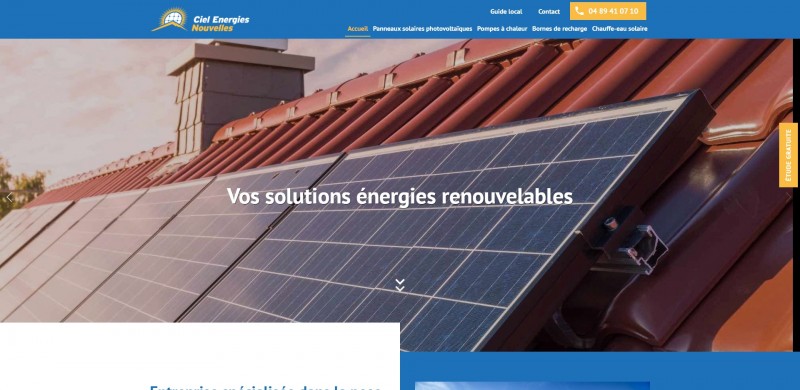 Création d'un site internet pour une entreprise spécialisée en énergies renouvelables à Aix-en-Provence - Ciel Energies Nouvelles