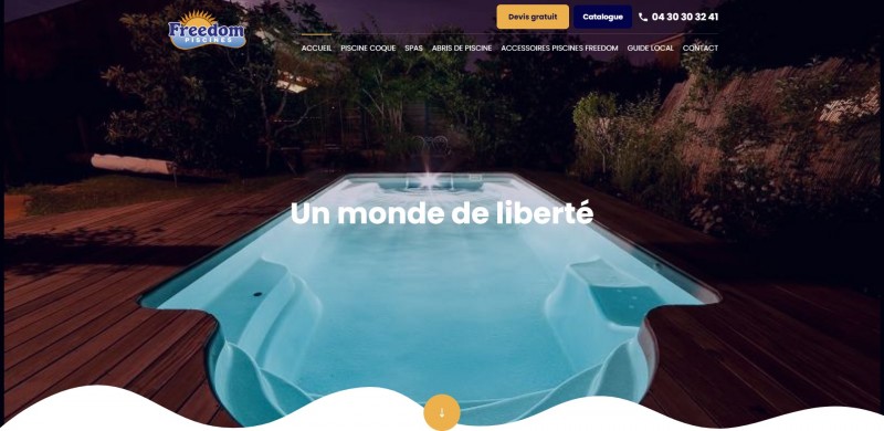 Création d'un site internet pour Piscines Freedom, fabricant de piscines coques et spa à Montpellier 