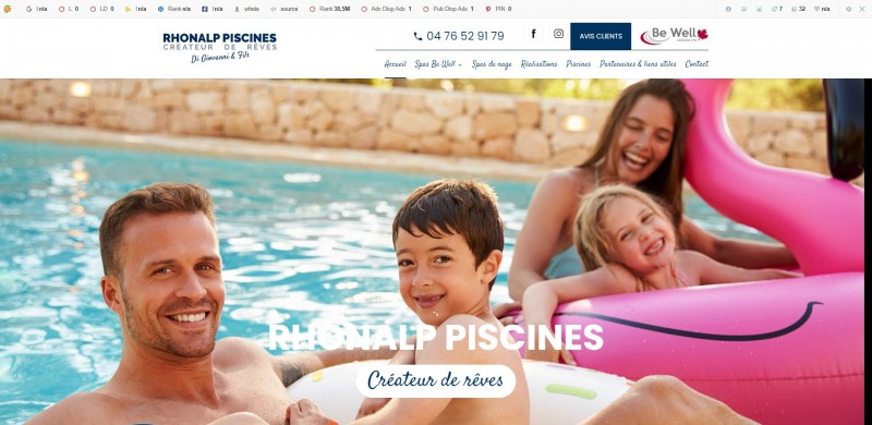 Création de site internet pour Rhonalp Piscines, magasin spa jacuzzi haut de gamme à St Nazaire-les-Eymes