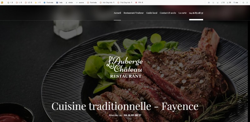 Création d’un site internet pour le restaurant bistronomique L’Auberge du Château à Fayence