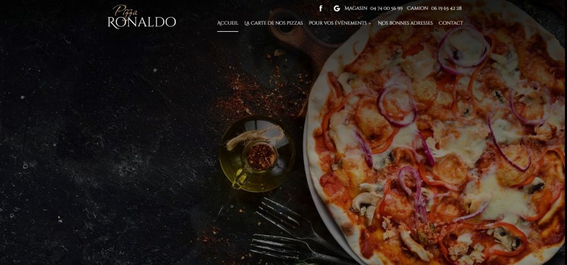 Création de site internet pour Pizza Ronaldo, restaurant pizzeria à Trévoux 