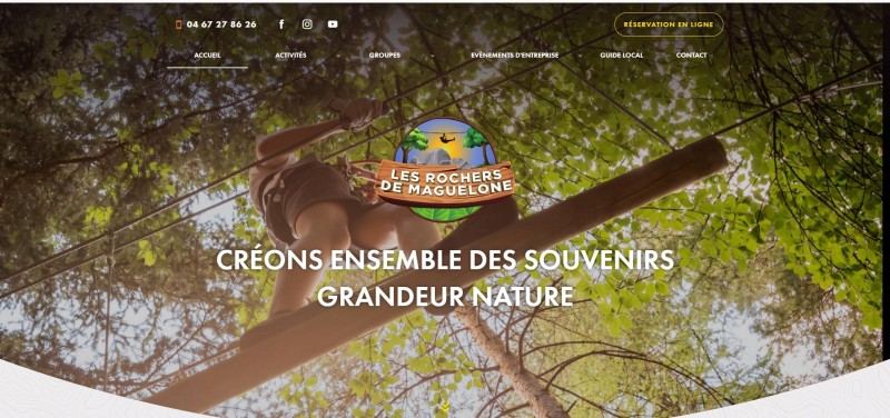 Création d’un site web pour Les Rochers de Maguelone, parc de loisir à Villeneuve-lès-Maguelone 