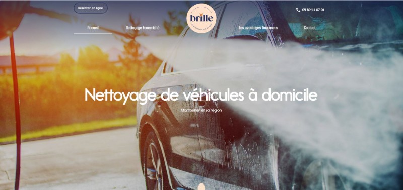 Création d’un site vitrine pour BRILLE, entreprise de nettoyage de véhicules à domicile à Montpellier 