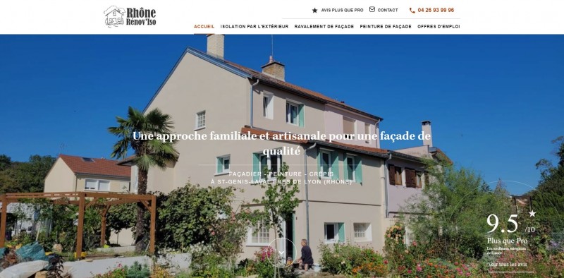 Création d’un site web pour Rhône Renov’ Iso, façadier expert en travaux d’isolation et de ravalement de façade à St-Genis-Laval 