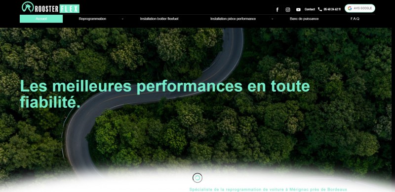Création d’un site professionnel pour Rooster Flex, spécialiste de la reprogrammation de voiture à Mérignac 