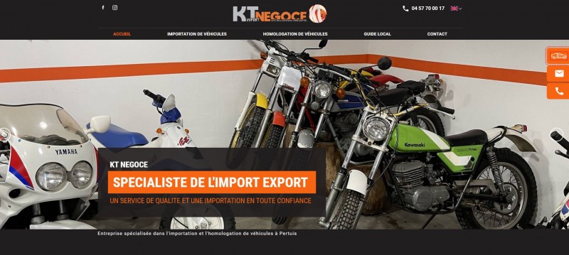 Création d'un site internet pour un spécialiste de l'importation de véhicule à Pertuis - KT Negoce