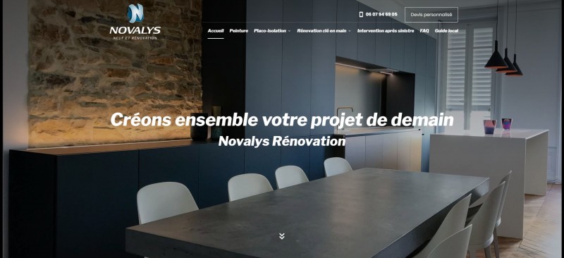 Création de site Internet pour NOVALYS RENOVATION, entreprise de rénovation à Lyon 