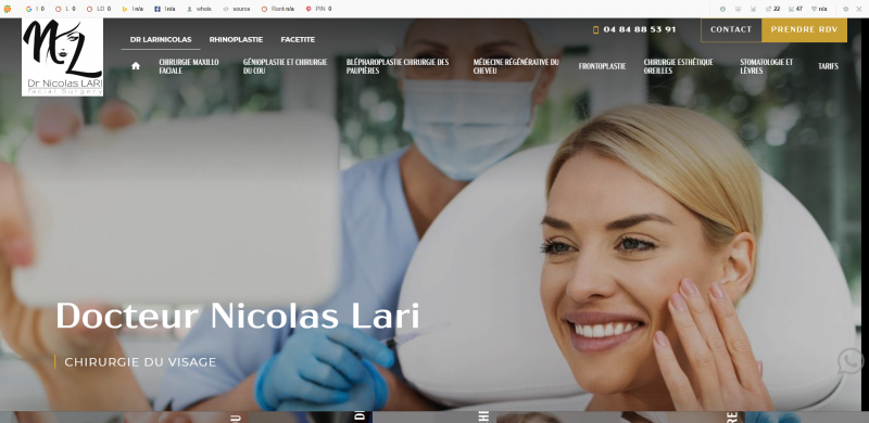 Création d'un site professionnel pour le Dr Nicolas LARI, chirurgien esthétique à Marseille 