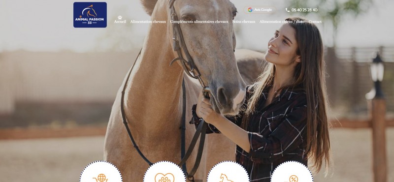 Création de site internet pour Animal Passion 33, Vente en ligne d'aliment et compléments pour chevaux