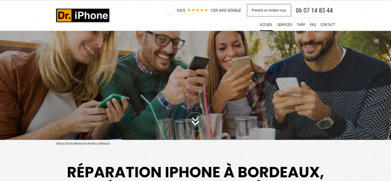 Création de site internet pour Dr Phone, réparation d'iPhone et d'iPad à domicile autour de Bordeaux 