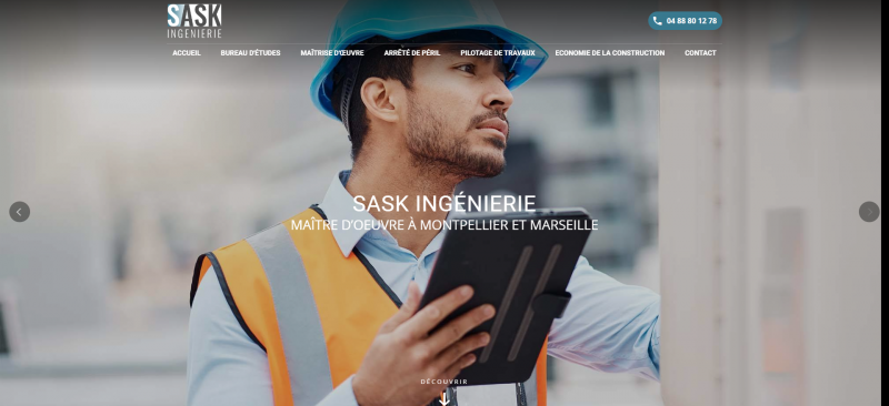 Création d’un site web pour SASK Ingénierie, bureau d'étude en maîtrise d'oeuvre à Marseille 