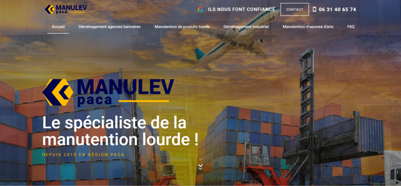 Création d'un site internet pour une entreprise de transport spécialisée en chargements lourds - Manulev PACA - Vitrolles