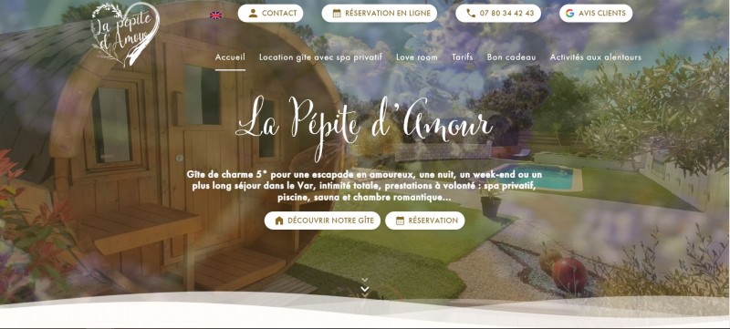 Création d'une site Internet pour La Pépite de l'Amour, gîte de charme au Coeur du Var en Provence Verte 