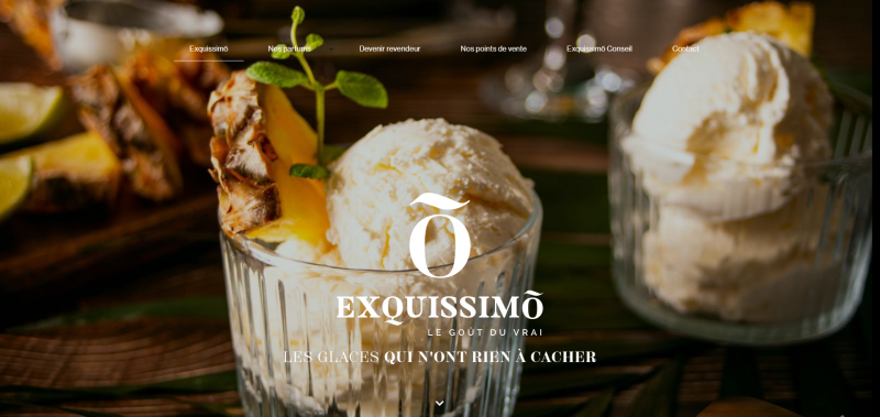 Conception d’un site web pour Exquissimõ, fournisseur de glaces artisanales pour les professionnels à Entrecasteaux